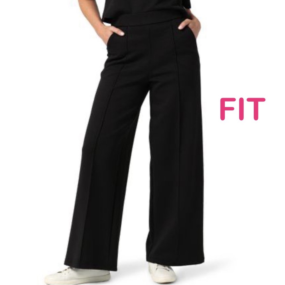 Forever 21 Linen Rayon Black Mid-Rise Wide-Leg Pants S sz